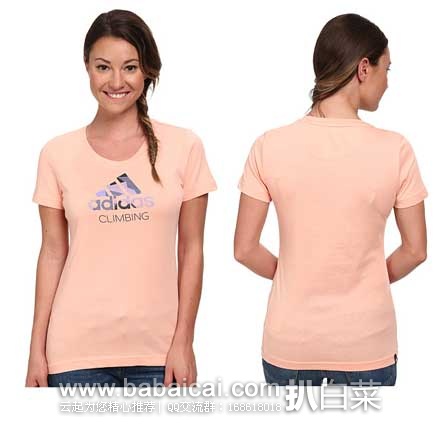 6PM：Adidas 阿迪达斯  三叶草 女款 圆领短袖T恤 （原价$30，现3.6折售价$10.99），公码9折后实付$9.89
