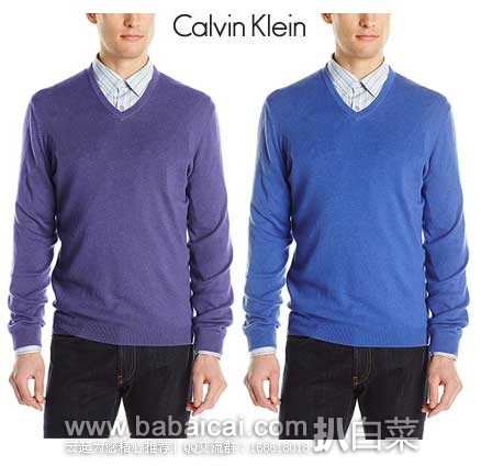 Calvin Klein 卡尔文克莱恩 男士V领多彩针织衫 原价.5,现2.7折售价$ 21起