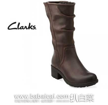 Clarks 其乐 女士 Mansi Juniper Combat Boot 真皮平底长靴 原价5,现3.3折售价.97