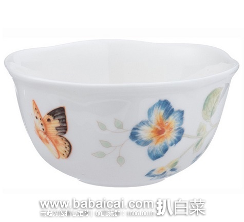 Lenox 莱诺克斯 Butterfly Meadow 蝴蝶草甸甜点碗 原价$18,现$10.19,直邮无税,运费$3.08