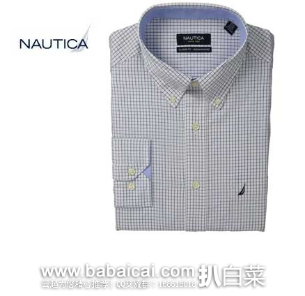 NAUTICA 诺帝卡 Graph Check Dress Shirt 蓝色细格纹全棉衬衫 原价.5,现3折售价.24