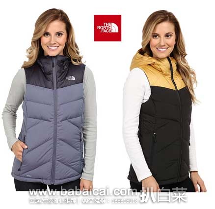 6PM：The North Face 乐斯菲斯 女士 650 fill蓬度的鹅绒连帽马甲 原价$170，现4折售价$68