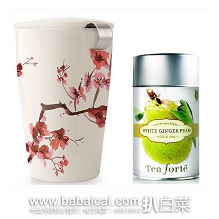 美国顶级茶品 Tea Forte 白姜雪梨散茶和茶杯套组 特价$23.7