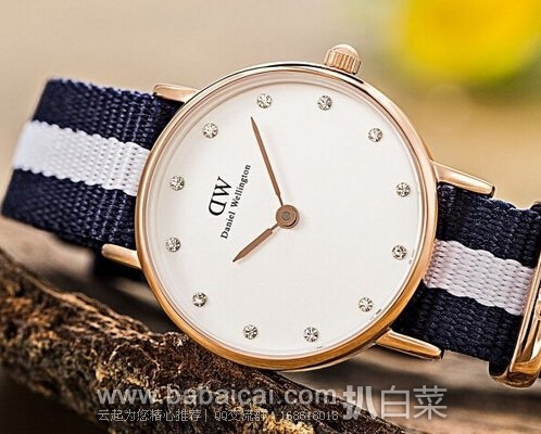 英国亚马逊：Daniel Wellington 丹尼尔惠灵顿 0908DW 女士施华洛世奇水晶镶嵌 时尚腕表 原价£99，现£54.32，直邮退税实付£45.27，直邮含税到手仅￥470
