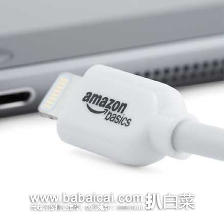 AmazonBasics 亚马逊倍思 Apple苹果 0.9米 数据充电线 白色 原价$14，现5折$6.99