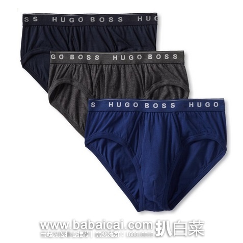 HUGO BOSS 雨果博斯 男士纯棉内裤3条装 (原价,现多色售价.95) ,公码75折后实付.96