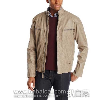 亚马逊中国海外购：Calvin Klein 卡文克莱 Faux Leather Jacket, Mink, Medium 男士休闲仿皮夹克  仅售$89
