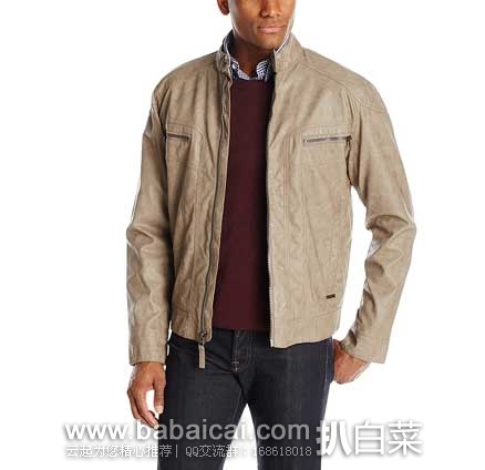 亚马逊中国海外购:Calvin Klein 卡文克莱 Faux Leather Jacket, Mink, Medium 男士休闲仿皮夹克 仅售