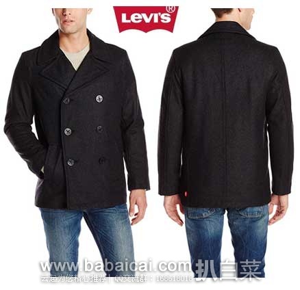 Levi’s 李维斯 Wool Classic Peacoat 男士 羊毛短款大衣 原价$200，现3.4折售价$68.75
