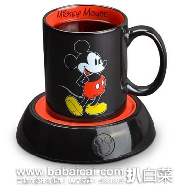 Disney 迪士尼 Mickey Mug Warmer 米老鼠马克杯+保温底座 原价$15，现$10.29，直邮无税，到手￥102