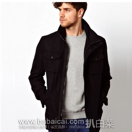 Calvin Klein 男士羊毛混纺外套 原价$225,现2.4折历史低价$54.42