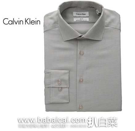 Calvin Klein 男士 Non-Iron Micro Check Shirt 纯棉免熨修身衬衫 原价$75，现3折售价$22.39