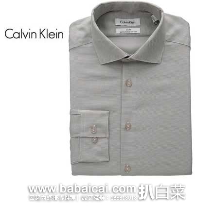 Calvin Klein 男士 Non-Iron Micro Check Shirt 纯棉免熨修身衬衫 原价,现3折售价.39