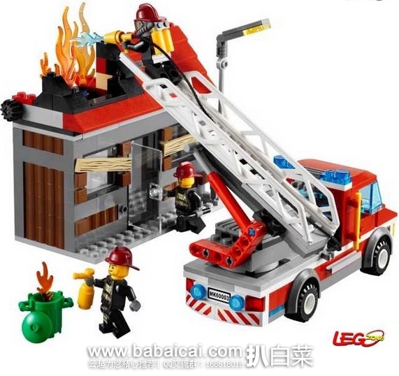LEGO 乐高 60003 城市系列消防 火警救援 玩具拼插套装 共300颗粒 原价$40，现历史低价$20.99，到手约￥181 国内￥368