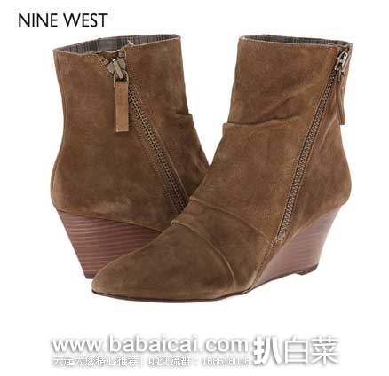 6PM：Nine West 玖熙Tuna 女士 坡跟翻绒短靴 原价$129，现3.3折售价$42.99