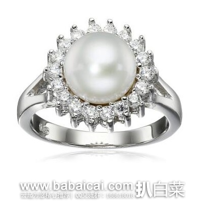 Bella Pearl Halo 珍珠镶钻戒指 原价$44，现$24.99，直邮无税