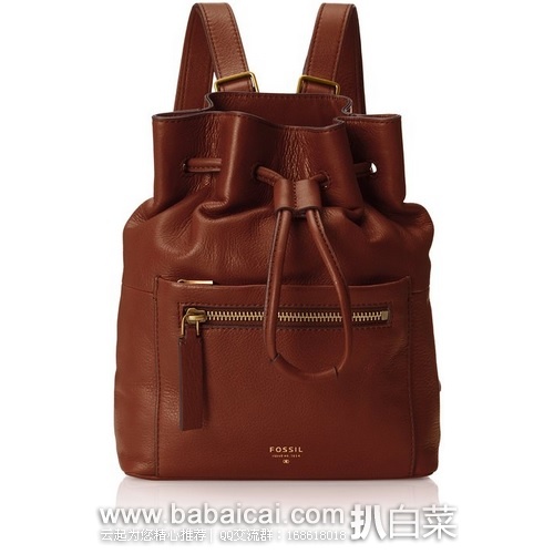 Fossil 化石 女士 真皮双肩包 原价$168，现$74.39，公码8折$59.51  到手￥478