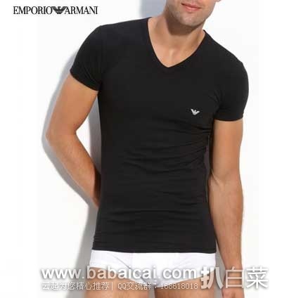 Emporio Armani 安普里奥·阿玛尼  男式 V领短袖T恤3件装 （原价$39.5，现售价$21），公码75折后实付$15.75