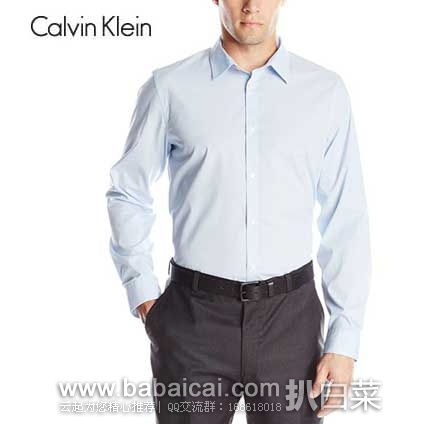 Calvin Klein 卡文克莱 Non-Iron Striped Poplin 男士 长袖免熨烫条纹衬衫 原价$58，现5折售价$28.87