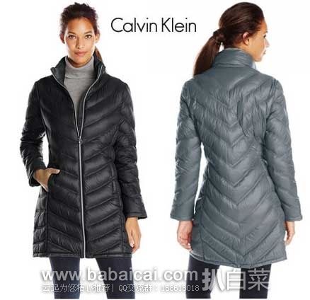 Calvin Klein 女士 Chevron Packable Down Coat 轻量防寒羽绒服  原价$240，现金盒特价$59.99
