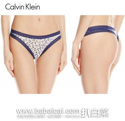 Calvin Klein 女士  Flourish Thong Panty 性感蕾丝丁字裤  原价$12，现售价$4.8