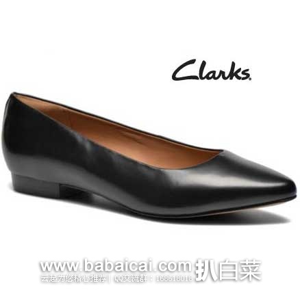 Clarks 其乐 女士 Corabeth Abby Flat 真皮浅口单鞋 原价0,现黑色3.5折售价.5