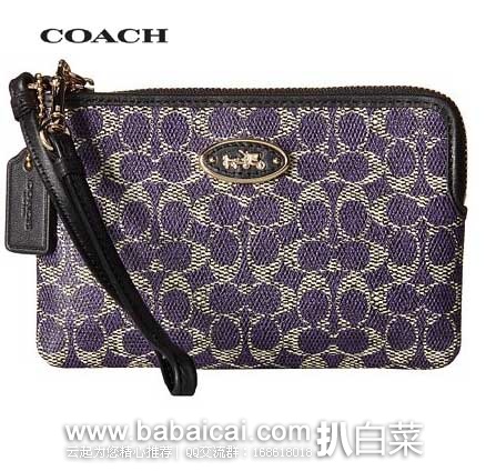 6PM：COACH 蔻驰 Signature Corner 女士 真皮拉链手腕包 原价$55，现5.9折售价$32.99