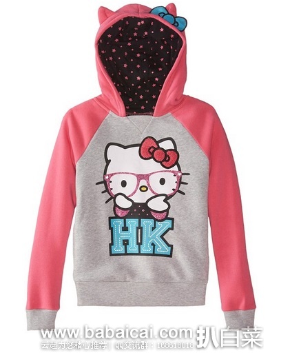 Hello Kitty 凯蒂猫 女童连帽外套 原价$40，现两色特价$19.99，公码8折历史低价$15.99，直邮无税，到手￥130