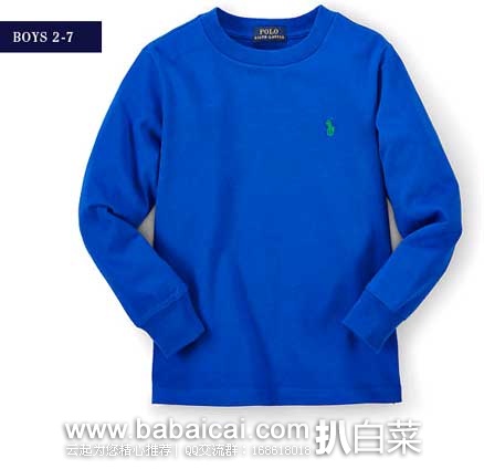 Ralph Lauren拉夫劳伦官网:Long-Sleeved 男童长袖纯棉T恤 特价.99