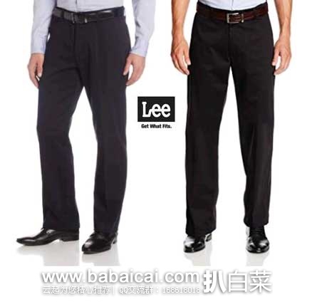 LEE 李牌 男士 Waist Custom Fit Flat Front Pant 抗皱宽松 防污休闲裤 原价,现3.3折售价.69