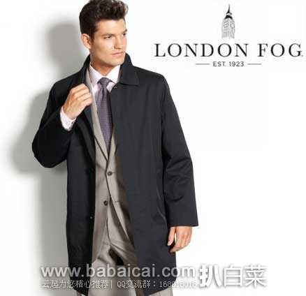 London Fog 伦敦雾 男士 Durham 40 Inch Twill Fly Front Rain Coat 长款 风衣外套 （原价$300，现2.5折售价$74.99），公码8折后实付$59.99