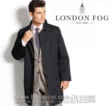 London Fog 伦敦雾 男士 Durham 40 Inch Twill Fly Front Rain Coat 长款 风衣外套 (原价0,现2.5折售价.99),公码8折后实付.99