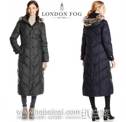 London Fog 伦敦雾 女士 修身长款 羽绒棉衣 原价$350，现2.5折售价$86.99
