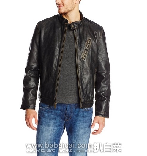 Marc New York by Andrew Marc 安德鲁·马克 男士真皮 夹克 原价$595,现$145.95,到手¥1030