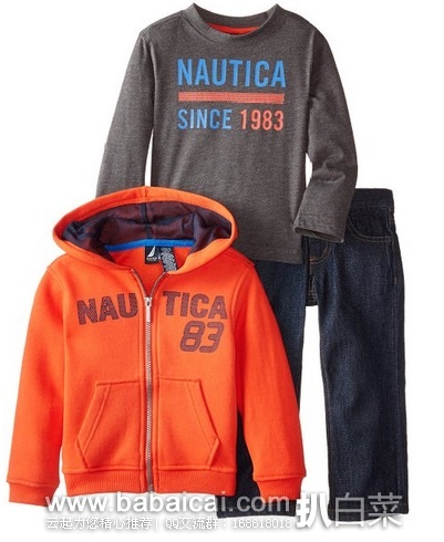 Nautica 诺帝卡 男童长袖外套卫衣三件套 原价$54.5,现特价$20,直邮无税