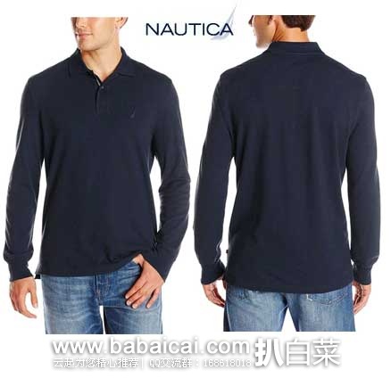 Nautica 诺帝卡 男士 全棉长袖 POLO衫 （原价$69.5，现4.6折售价$31.99），公码8折后实付$25.59
