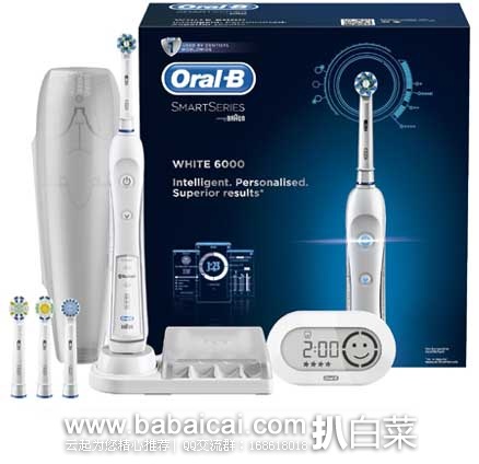 英国亚马逊：Oral-B 6000型 专业护理电动牙刷（原价£229.99，现售价£69.99），自动退税后实付£58.33