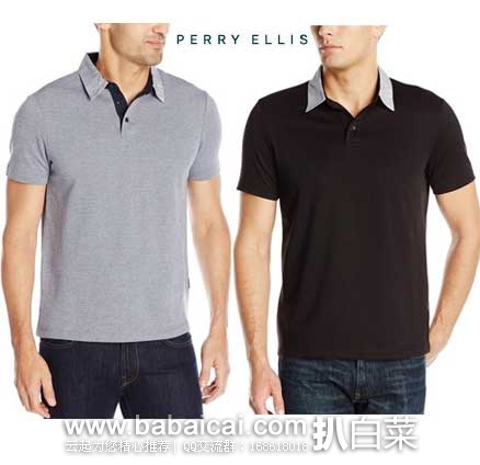 Perry Ellis 派瑞艾磊仕 男士 短袖 polo衫  （原价$49.5，现售价$18），公码8折后实付$14.4