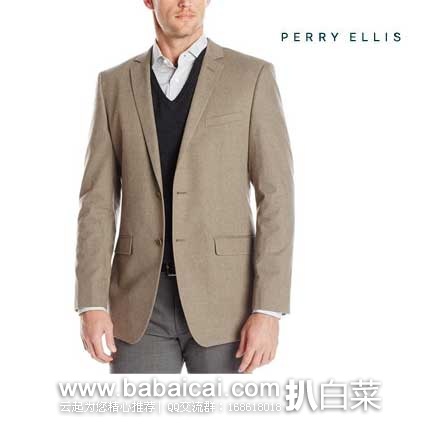 Perry Ellis Camel Cotton Slim Fit 男士 休闲西服  （原价$250，现4.7折售价$119.99），公码75折手实付$89.99