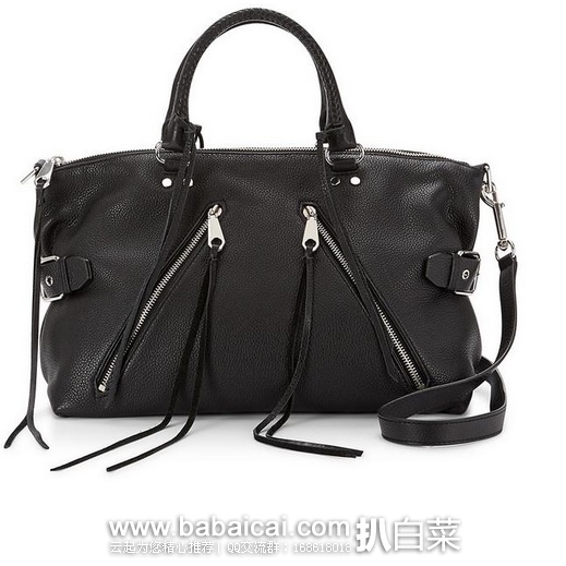 好包好价!Rebecca Minkoff 瑞贝卡明可弗 大号 柔软荔枝纹真皮流苏机车包 原价5,现$8.84,直邮免运费,到手¥1416