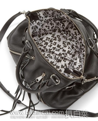 好包好价!Rebecca Minkoff 瑞贝卡明可弗 大号 柔软荔枝纹真皮流苏机车包 原价5,现$8.84,直邮免运费,到手¥1416