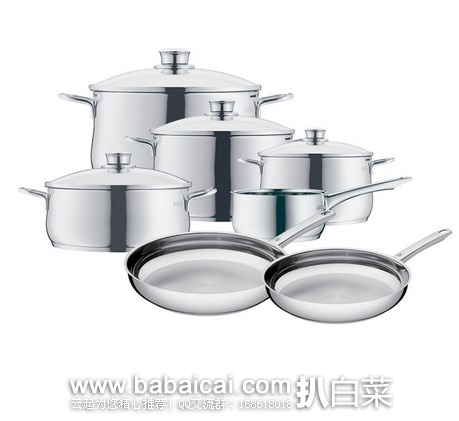 德国WMF 完美福 DIADEM PLUS 系列不锈钢锅具11件套 原价$500，现历史低价$159.99