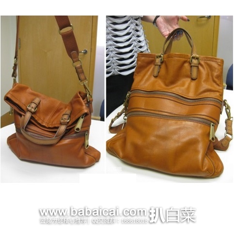 Fossil 化石 女士真皮折叠斜挎手提包 原价8,现.57,到手仅¥650,国内¥1910