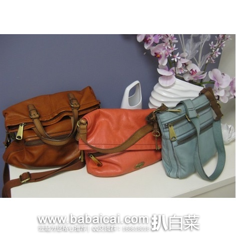 Fossil 化石 女士真皮折叠斜挎手提包 原价8,现.57,到手仅¥650,国内¥1910