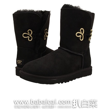 6pm:UGG 金色中国结皮毛一体雪地靴 原价0,现2.5,公码85折1.13,到手¥850
