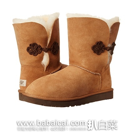 6pm:UGG 金色中国结皮毛一体雪地靴 原价0,现2.5,公码85折1.13,到手¥850