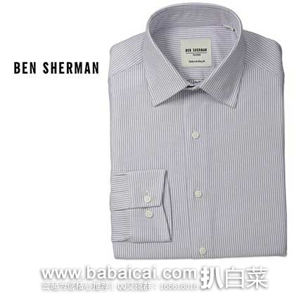 Ben Sherman 英国宾舍曼 Twill Stripe 男士 经典商务长袖暗条纹纯棉正装衬衫 原价$98.5，现售价$23.21起