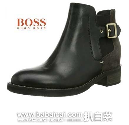 英国亚马逊:HUGO BOSS 雨果博斯 橙标系列 女士 Damar 10176026 01 Ankle Boots 真皮短靴(原价€220,现售价£66),直邮退税后实付£55