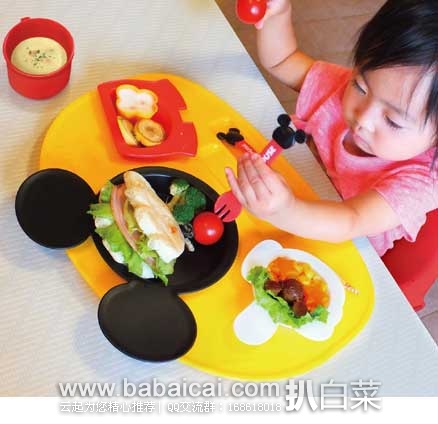 日本亚马逊：锦化成 迪士尼米妮 宝宝训练餐盘 碗勺叉餐具套装 现1380日元（约￥74）