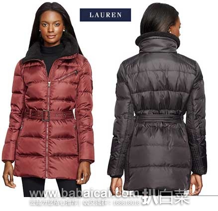 Ralph Lauren 拉夫劳伦官网：Belted Down Coat 女款 450蓬 中长款羽绒服 原价$290.00，现3.3折售价$99.99
